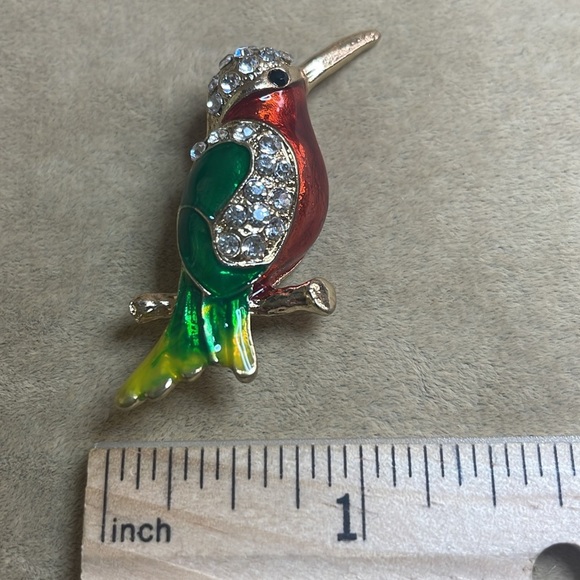 Enamel and Rhinestone Parrot Brooch - Picture 4 of 5